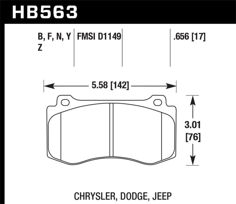 HAWK HP Plus Street F Front Brake Pads 06-23 Charger/Challenger/300 4 Piston Brembo