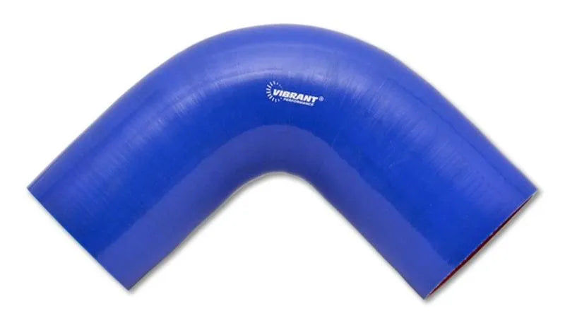 Vibrant 4 Ply Reinforced Silicone Elbow Connector - 3.5in I.D. - 90 deg. Elbow (BLUE)