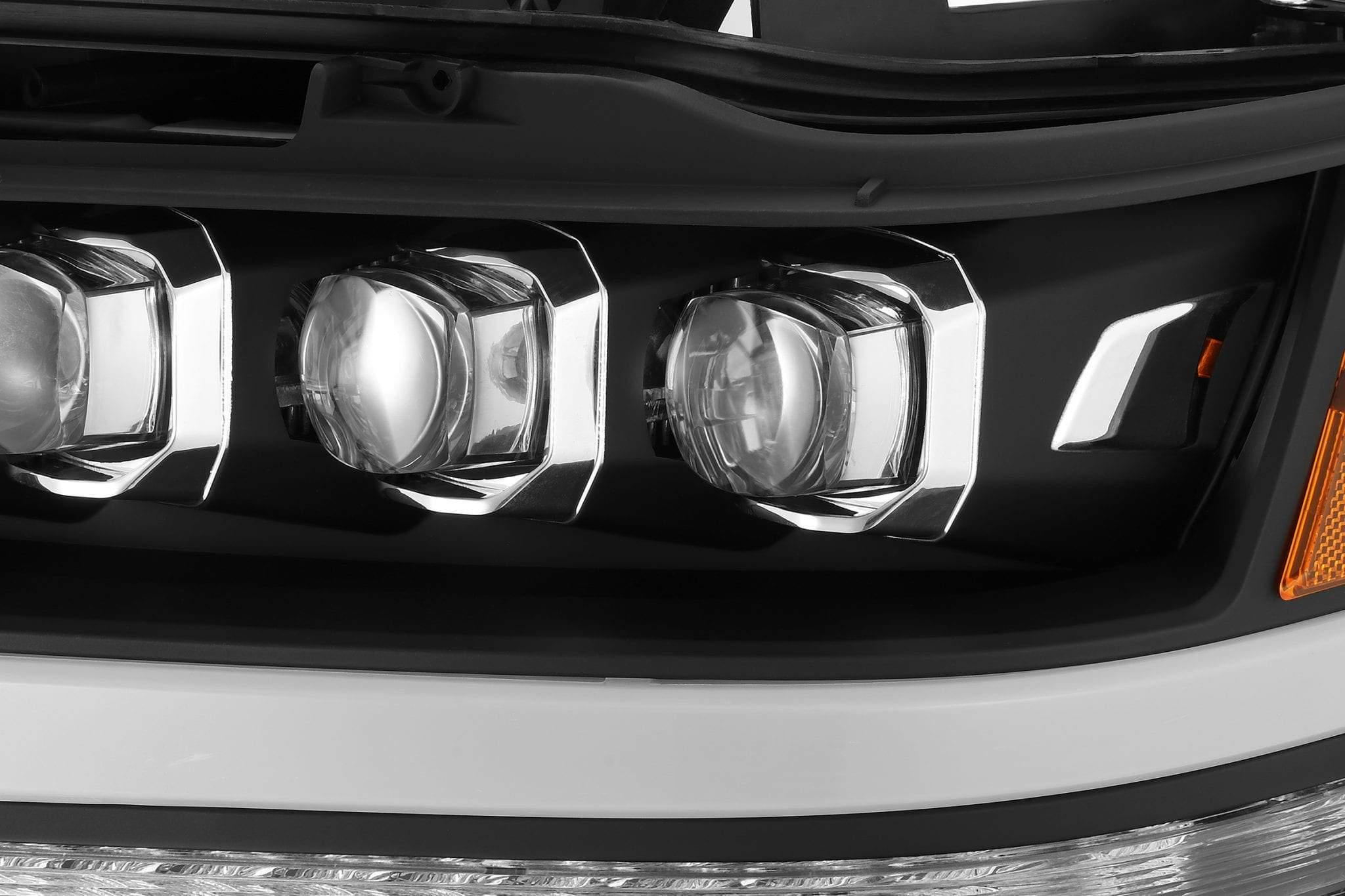 AlphaRex Quad 3D LED Projector Headlights Ram 1500 2019-2022 [Nova Series - Sequential Signal] Jet Black / Black / Chrome