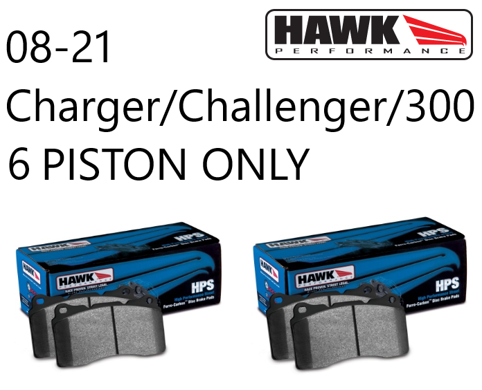 Hawk HPS Street Front & Rear Brake Pads For 08-23 Charger/Challenger/300 W/ 6 Piston Front/4 Piston Rear