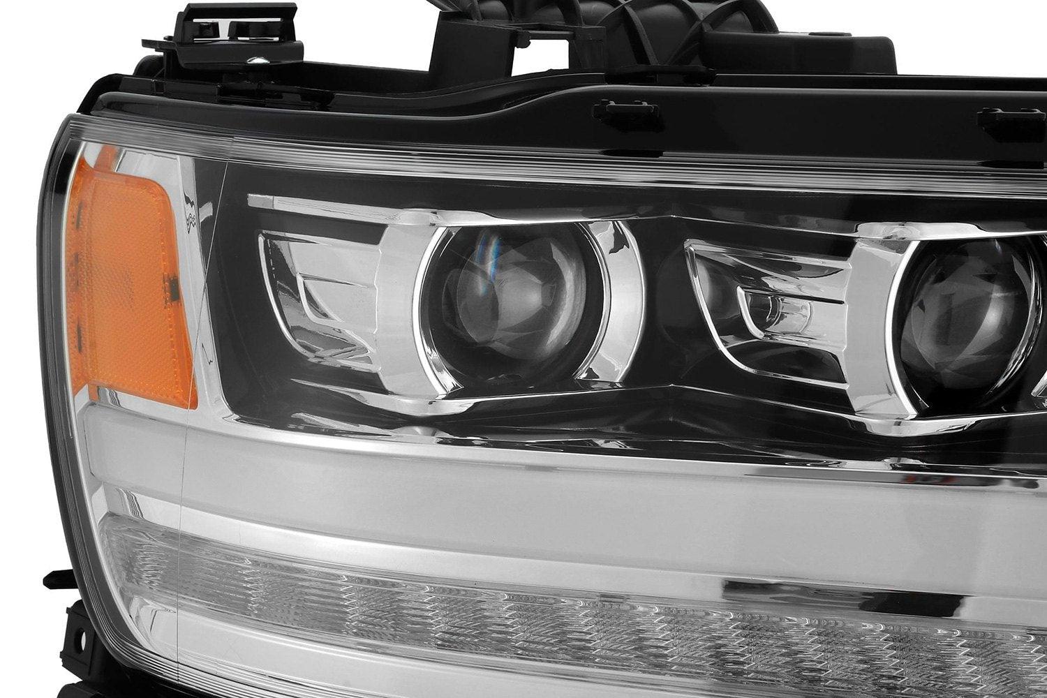 AlphaRex Projector Headlights Ram 1500 2019-2024  [Pro Series - Sequential Signal] Jet Black / Black / Chrome