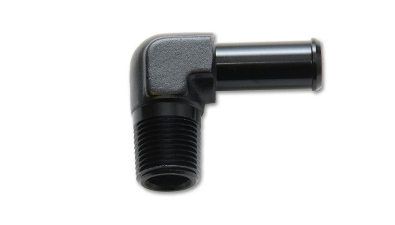 Vibrant 1/4 NPT to 3/8in Barb Straight Fitting 90 Deg Adapter - Aluminum