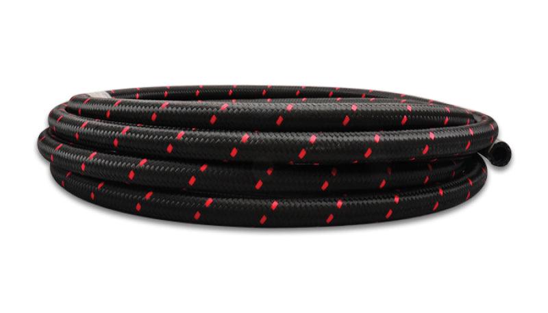 Vibrant -4 AN Two-Tone Black/Red Nylon Braided Flex Hose (5 foot roll)