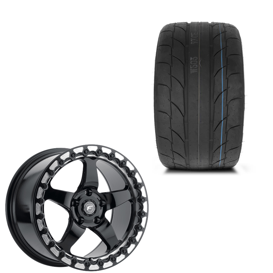 Forgestar Beadlock & Nitto Nt555 RII Wheel & Tire Combo Dodge Charger & Challenger
