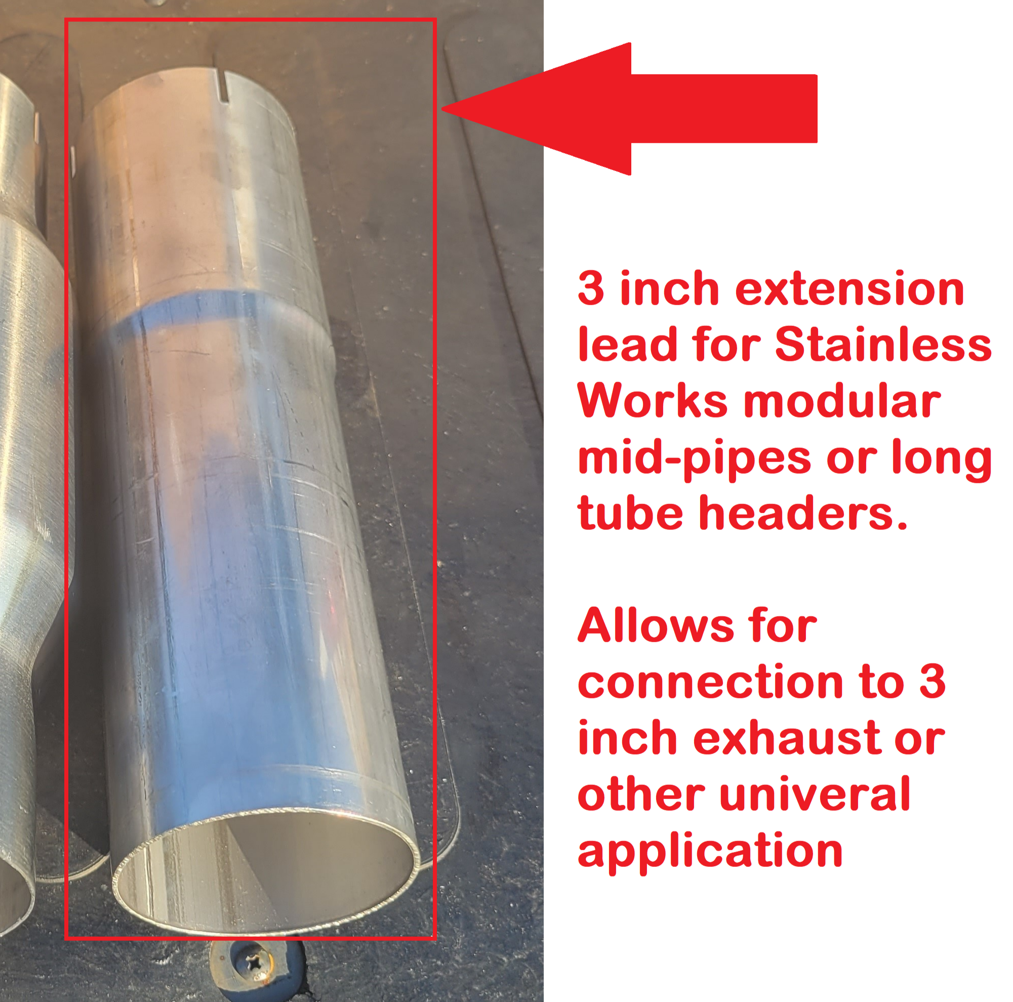 Stainless Works Universal 3inch connection lead extension pipe