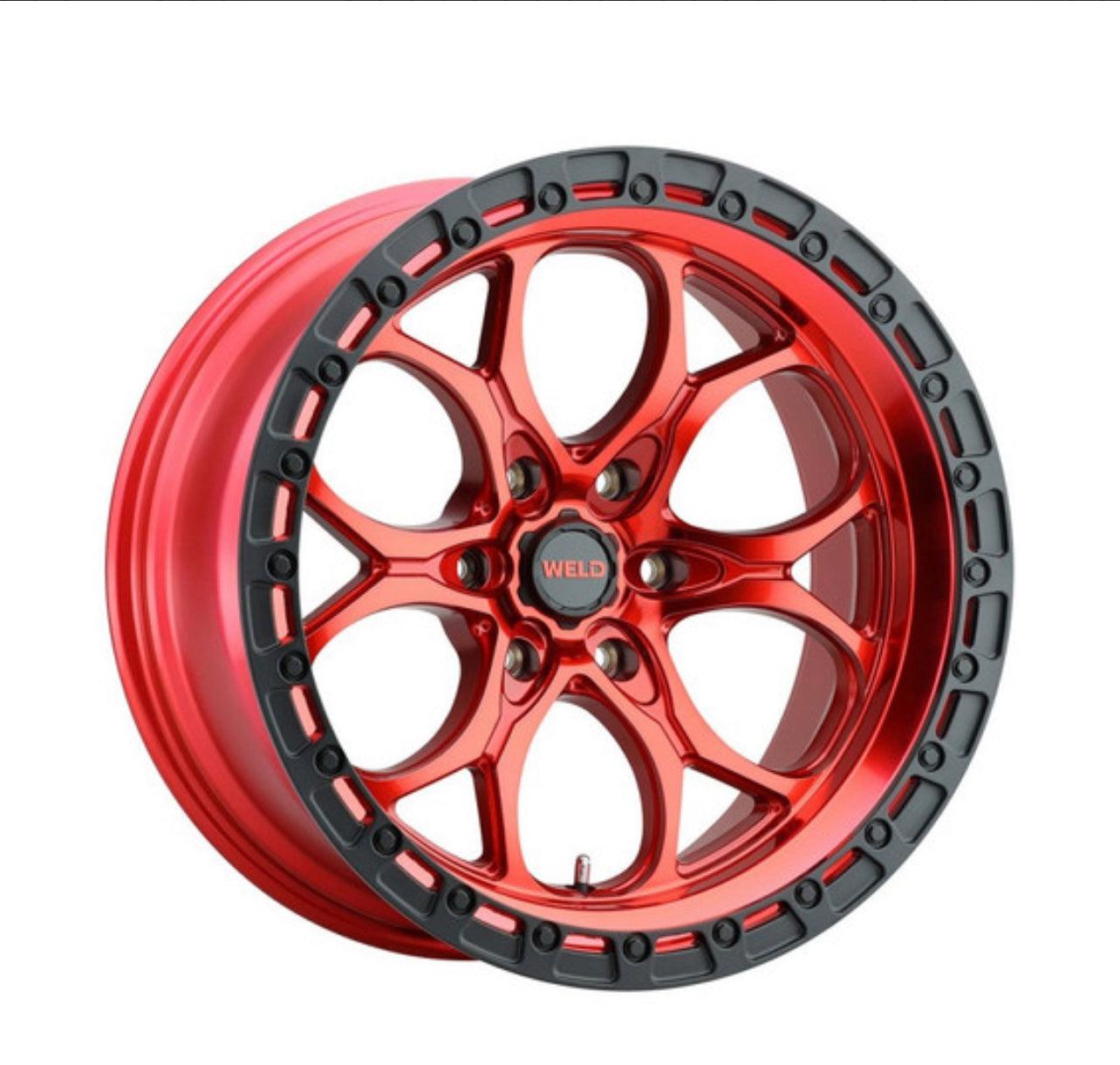 WELD Off-Road Wheel Ledge Six Candy Red with Gloss Black Lip