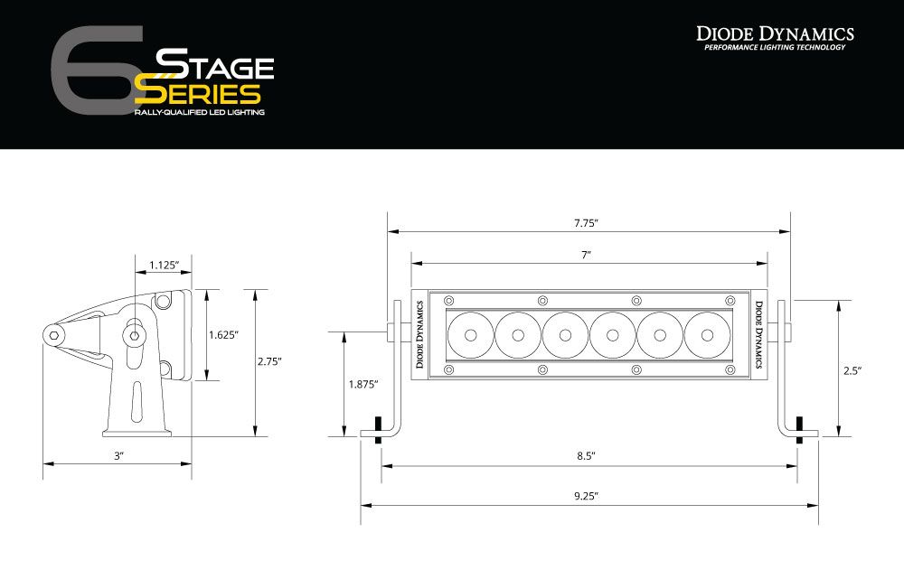 Diode Dynamics Stage Series 6" SAE/DOT White Light Bar (pair)